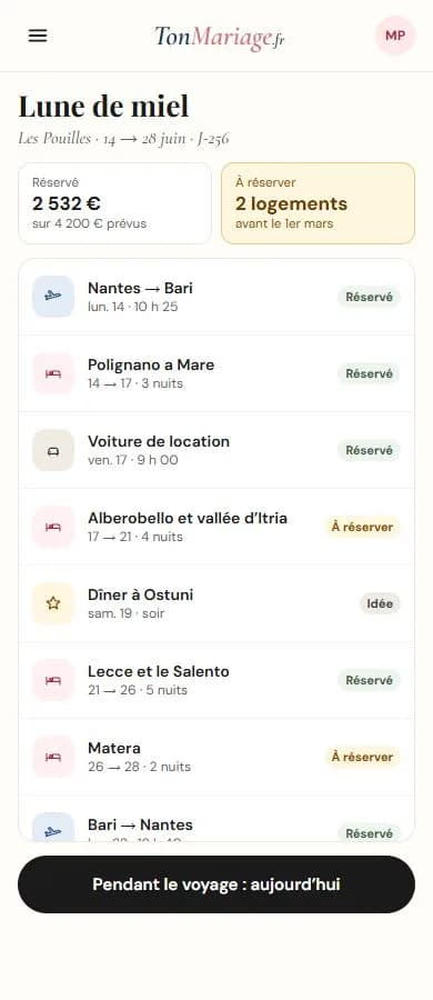 Aperçu de l’outil Lune de miel sur téléphone