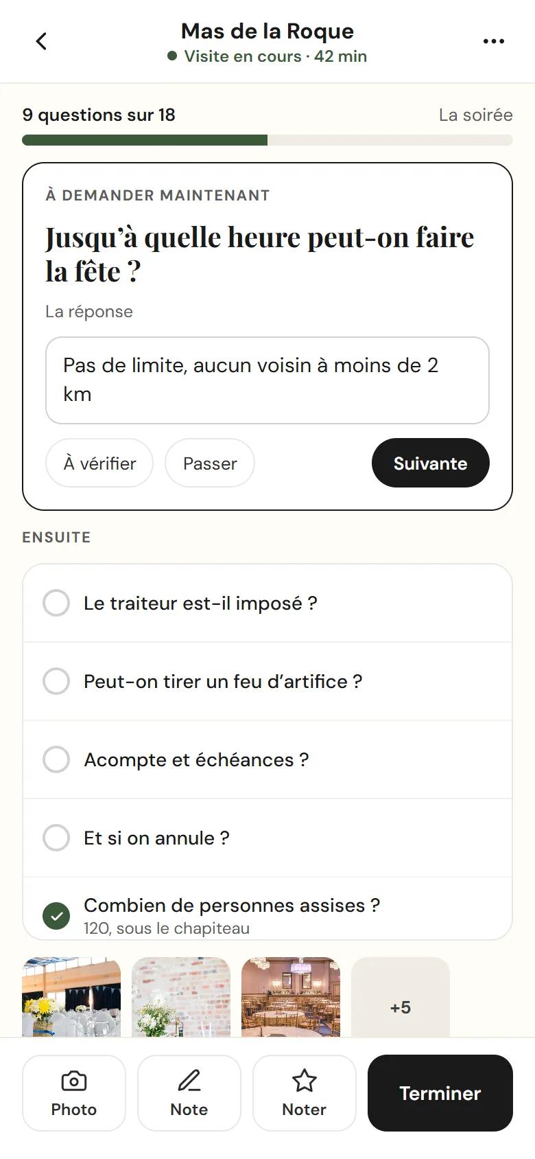 Aperçu de l’outil Carnet de visites sur téléphone